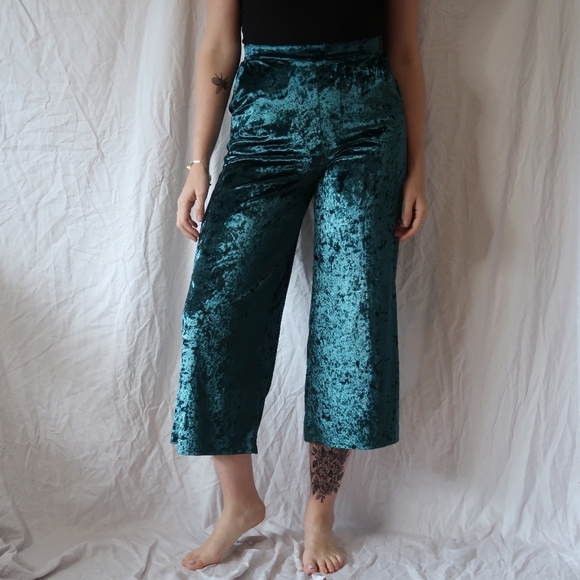 Crushed Velvet Wide Leg Pants - Picture 1 of 10